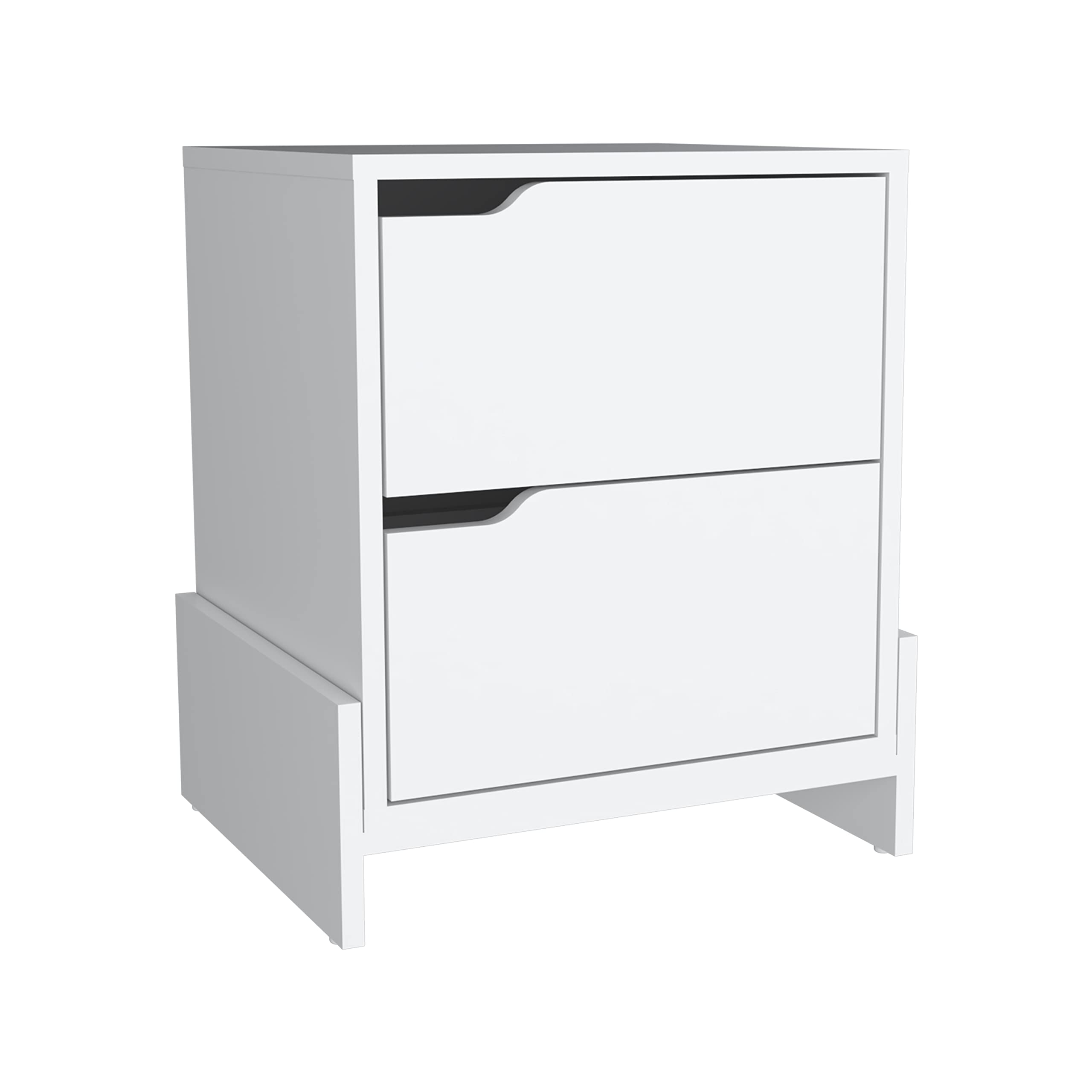 Haines Nightstand With 2-Drawers, End Table With Sturdy Base, White